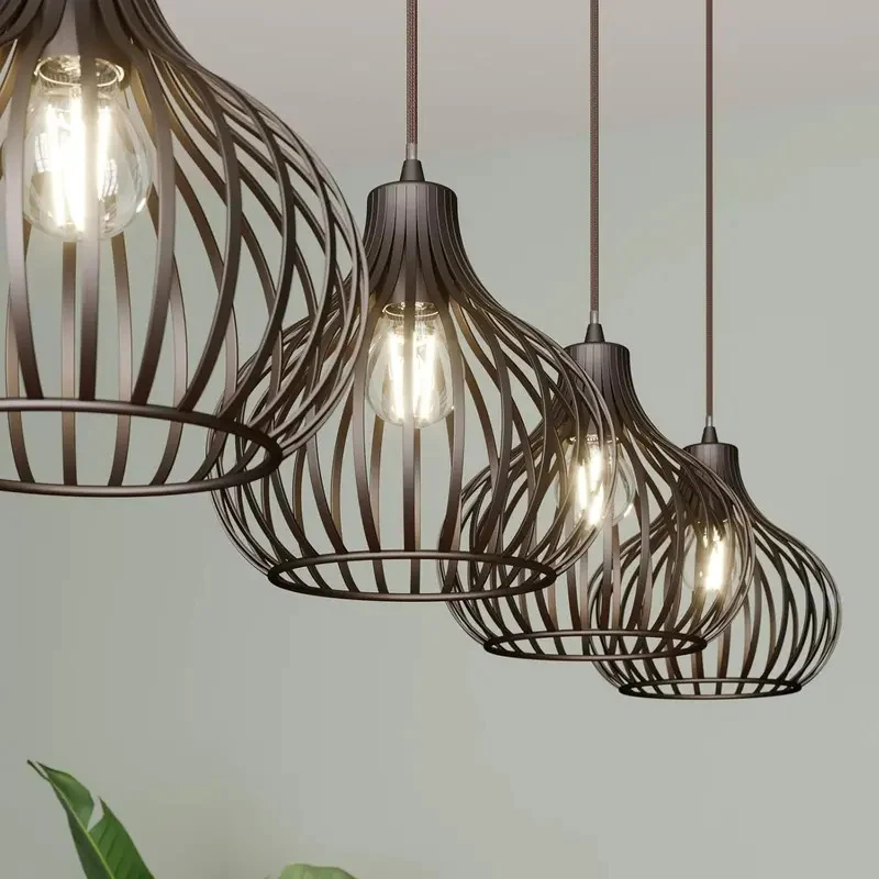 B-Ware Lindby Frances Hängelampe Hängeleuchte Pendellampe Lampe Leuchte braun, 4-fl.345