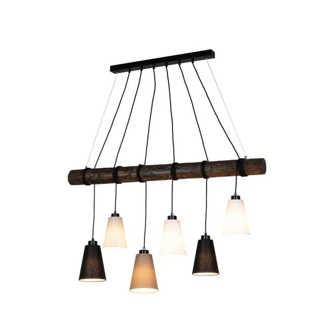 B-Ware Euluna Pendelleuchte Como Hängeleuchte Hängelampe Deckenlampe 6-flammig walnuss