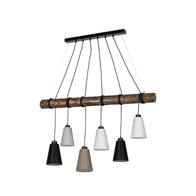 B-Ware Euluna Pendelleuchte Como Hängeleuchte Hängelampe Deckenlampe 6-flammig walnuss