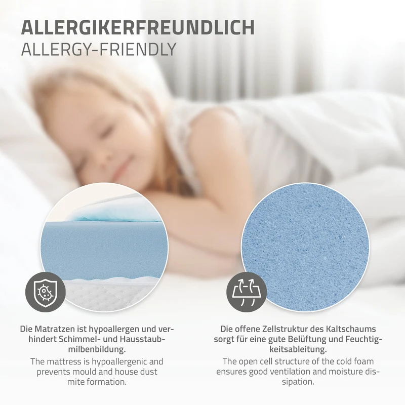 Kinderbett Hausbett 70x140 cm aus Kiefernholz inkl. Matratze H-10cm Holzbett mit Dach und Lattenrost ML-Design