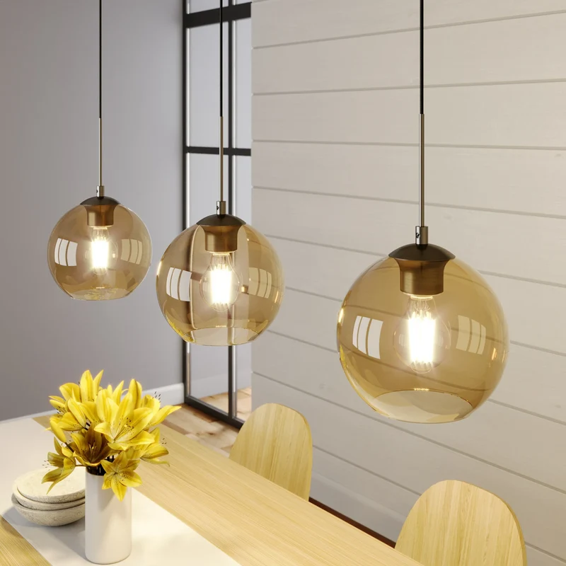 B-Ware Lindby Sofian Hängeleuchte Deckenleuchte Lampe Leuchte Licht 3-flg E27 rauchgrau