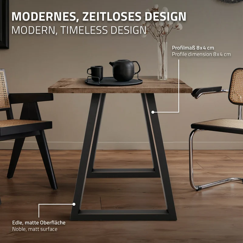 2x Tischbeine Trapez Design 60x72 cm Anthrazit pulverbeschichtete Stahl Tischgestell Esstisch und Schreibtisch