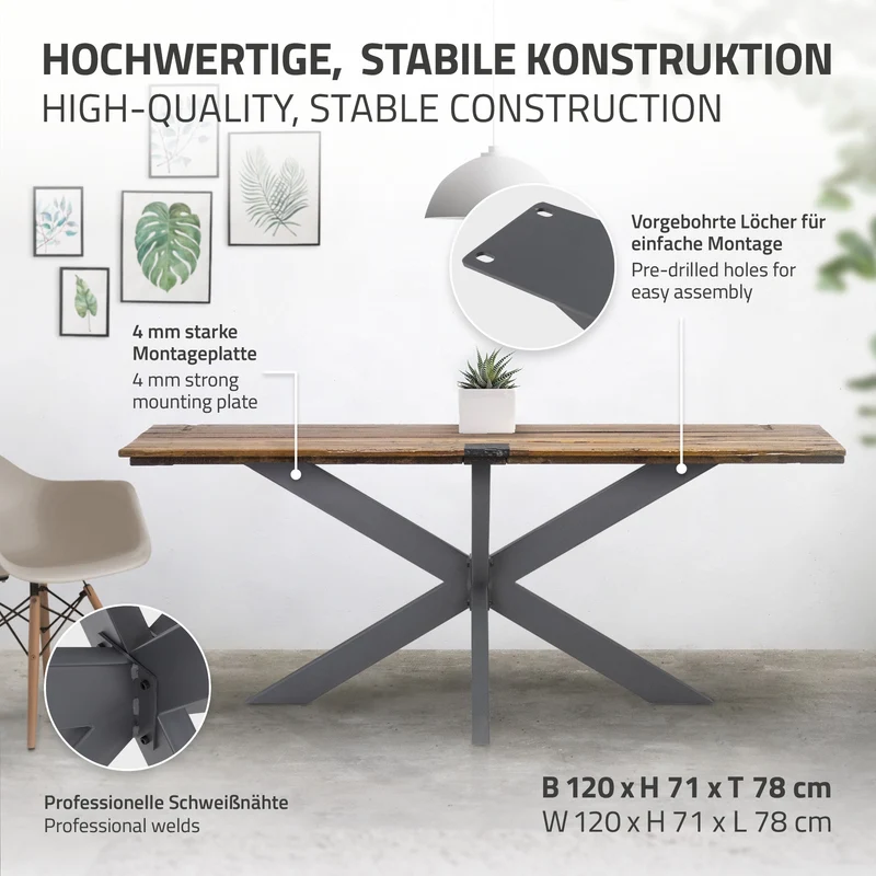 Tischbeine Tischgestell Spider 78 x 71 x 120 cm Anthrazit aus Metall ML-Design