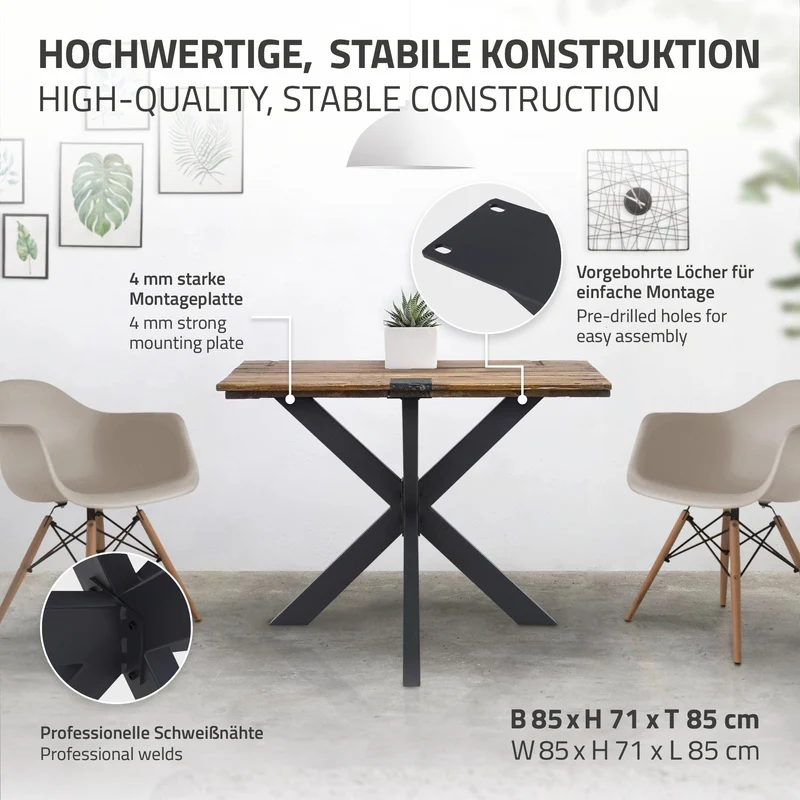 Tischbeine Tischgestell Spider 85 x 71 x 85 cm Schwarz aus Metall ML-Design