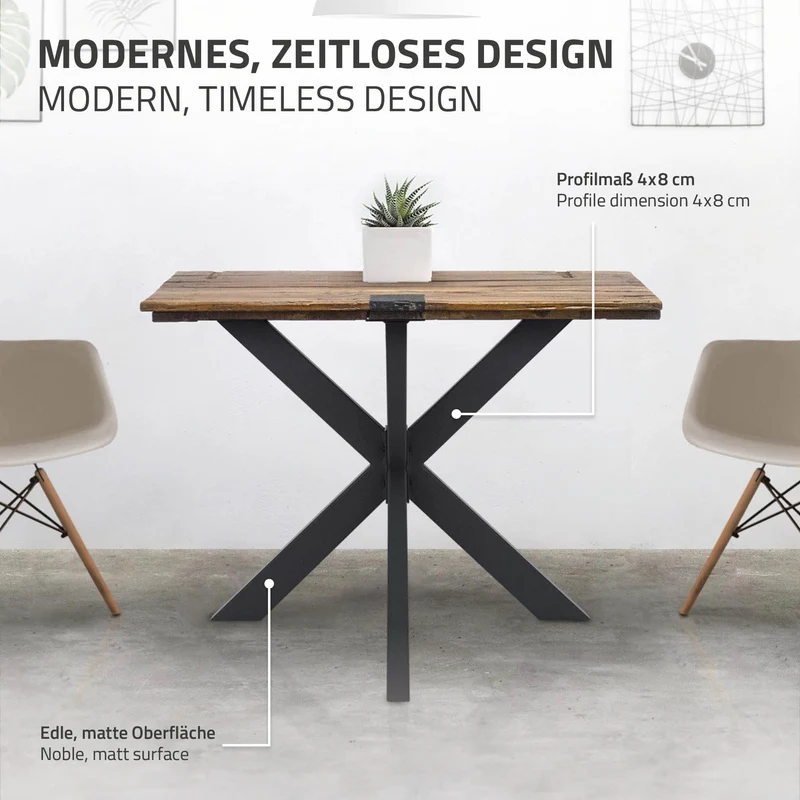 Tischbeine Tischgestell Spider 85 x 71 x 85 cm Schwarz aus Metall ML-Design
