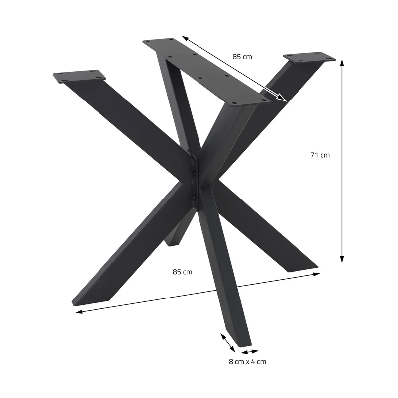 Tischbeine Tischgestell Spider 85 x 71 x 85 cm Schwarz aus Metall ML-Design