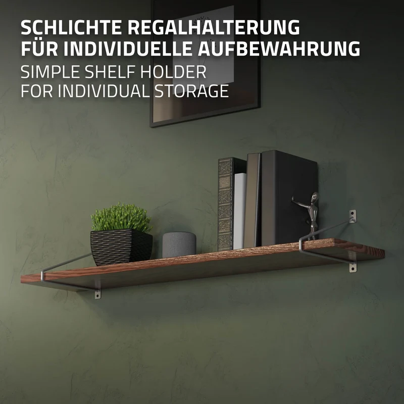 2er Set Wandkonsole Regalhalterung 2x 265 x 180 mm Grau aus Stahl ML-Design