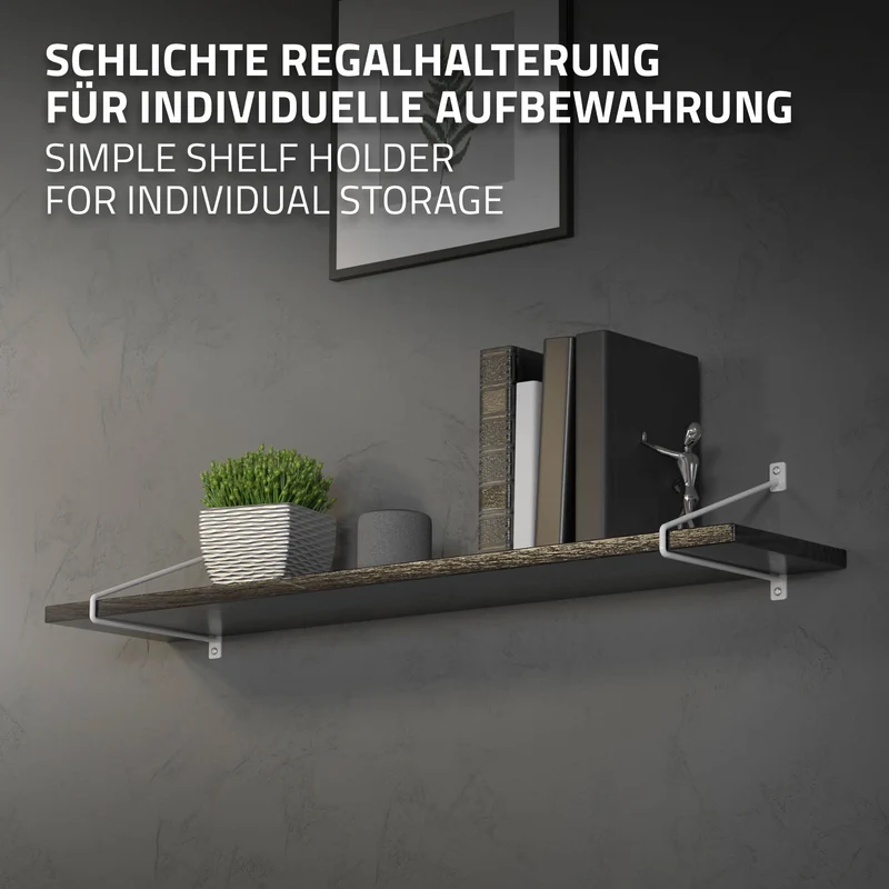 2er Set Wandkonsole Regalhalterung 2x 265 x 180 mm Weiß aus Stahl ML-Design