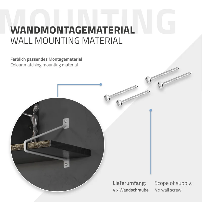 2er Set Wandkonsole Regalhalterung 2x 265 x 180 mm Weiß aus Stahl ML-Design
