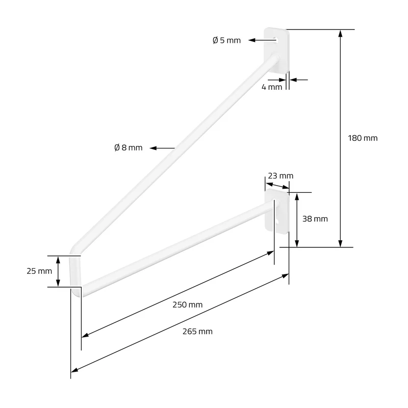 2er Set Wandkonsole Regalhalterung 2x 265 x 180 mm Weiß aus Stahl ML-Design