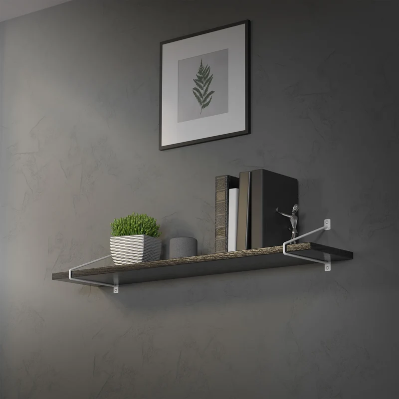 2er Set Wandkonsole Regalhalterung 2x 265 x 180 mm Weiß aus Stahl ML-Design
