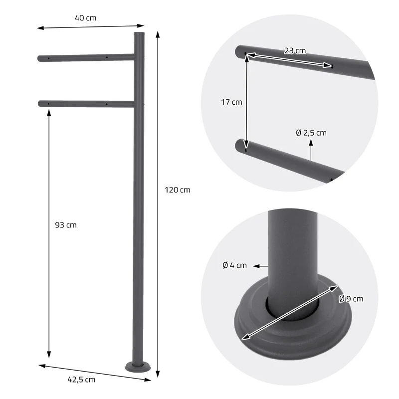 Standbriefkasten mit Zeitungsfach 37x36,5x11 cm Anthrazit/Weiß-Marmoroptik aus Stahl ML-Design, Modernes Asymetrisches Design, Standhöhe 120 cm Anthrazit