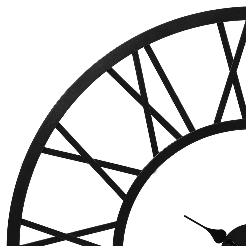Große Wanduhr Ø 85 cm Schwarz aus Eisen mit römischen Ziffern WOMO-Design