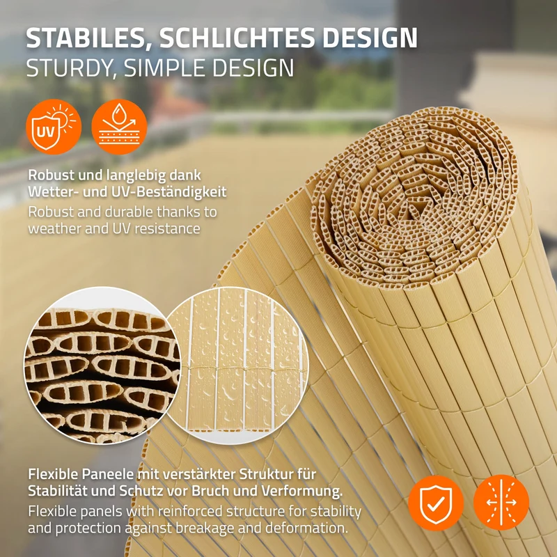 Sichtschutzmatte 90x900 cm Sichtschutzzaun Windschutz Balkonschutz PVC Bambus UV-beständig