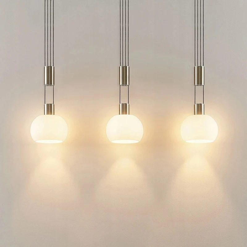 B-Ware Dreiflammige LED Pendellampe Hängeleuchte Lindby Aurell Glas Nickel Esszimmer Op