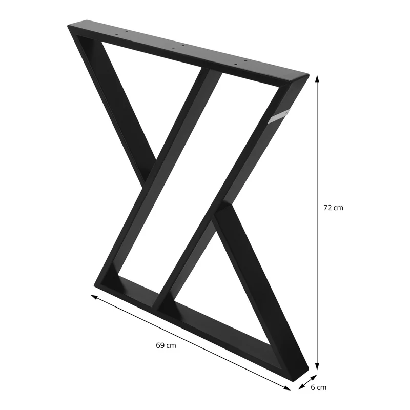 2 Stück Tischbeine B69xH72 cm Tischkufen X-Form Stahl pulverbeschichtet Schwarz ML-Design