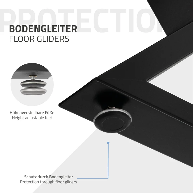 2 Stück Tischbeine B40xH71 cm Tischkufen X-Form aus Stahl pulverbeschichtet Schwarz ML-Design