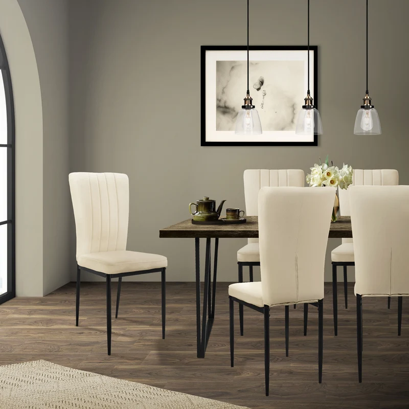 Esszimmerstuhl 4er Set Taupe mit Samtbezug und Metallbeinen Küchenstuhl ML-Design