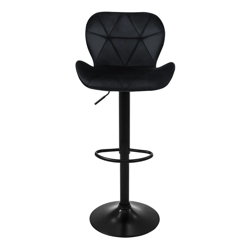4er Set Barhocker Schwarz Samtbezug mit Rückenlehne und Fußstütze höhenverstellbar 59-79cm ML-Design