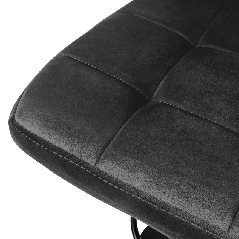 Barhocker 2er Set Grau Samtbezug mit Rückenlehne und Fußstütze höhenverstellbar 63-83cm ML-Design