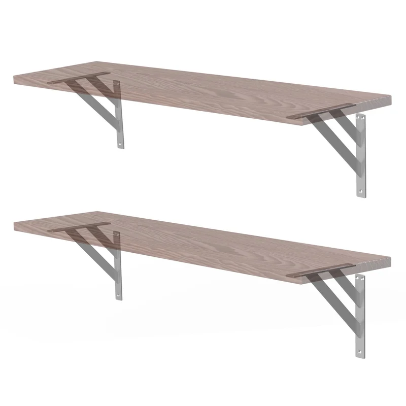 2er Set Wandkonsole Regalhalterung 2x 240 x 240 mm Silber aus Aluminium ML-Design