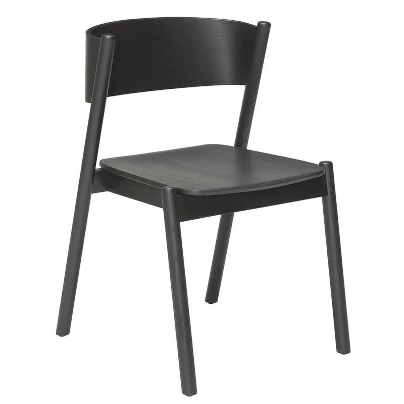 B-Ware Hübsch Interior Stuhl Sitzmöbel Sitz Oblique Eiche schwarz Esszimmerstuhl