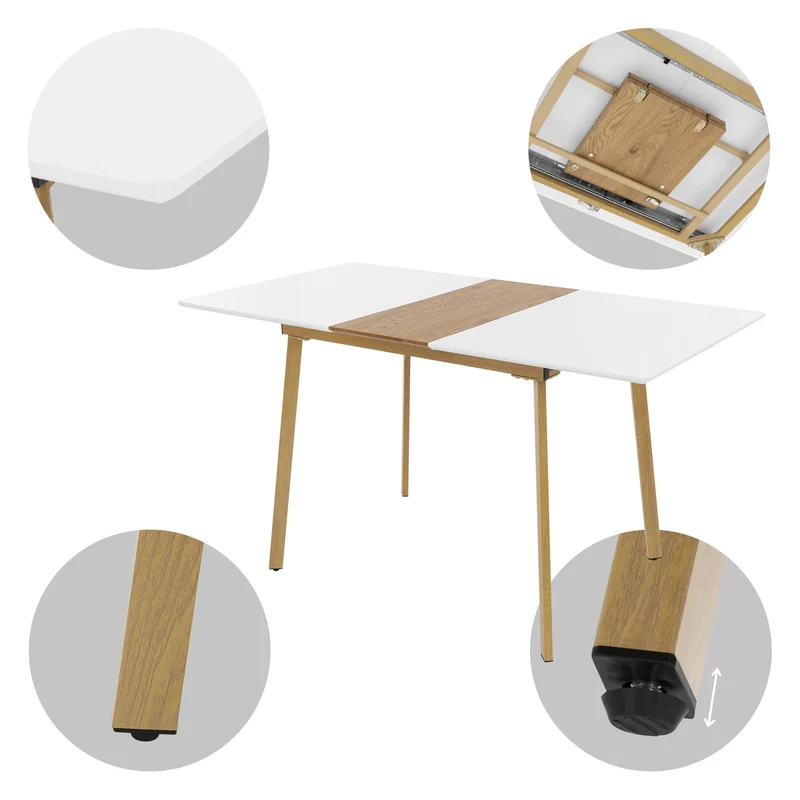B-Ware Esstisch ausziehbar in Weiß 110-140x75 cm aus Holz Esszimmertisch für 4-6 Personen ML-Design