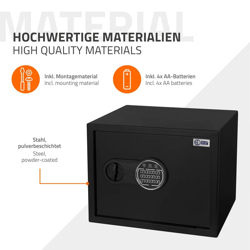 B-Ware Safe Tresor 27L aus Stahl mit Elektronikschloss und Notschlüsseln Rundbolzenverschluss