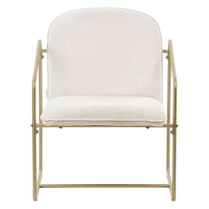 2er Set Sessel Beige mit goldenem Stahlgestell Relaxsessel mit Arm-& Rückenlehne ML-Design