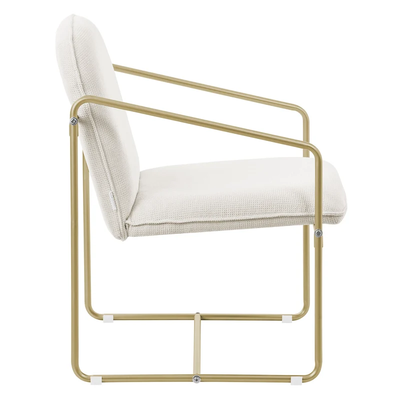2er Set Sessel Beige mit goldenem Stahlgestell Relaxsessel mit Arm-& Rückenlehne ML-Design