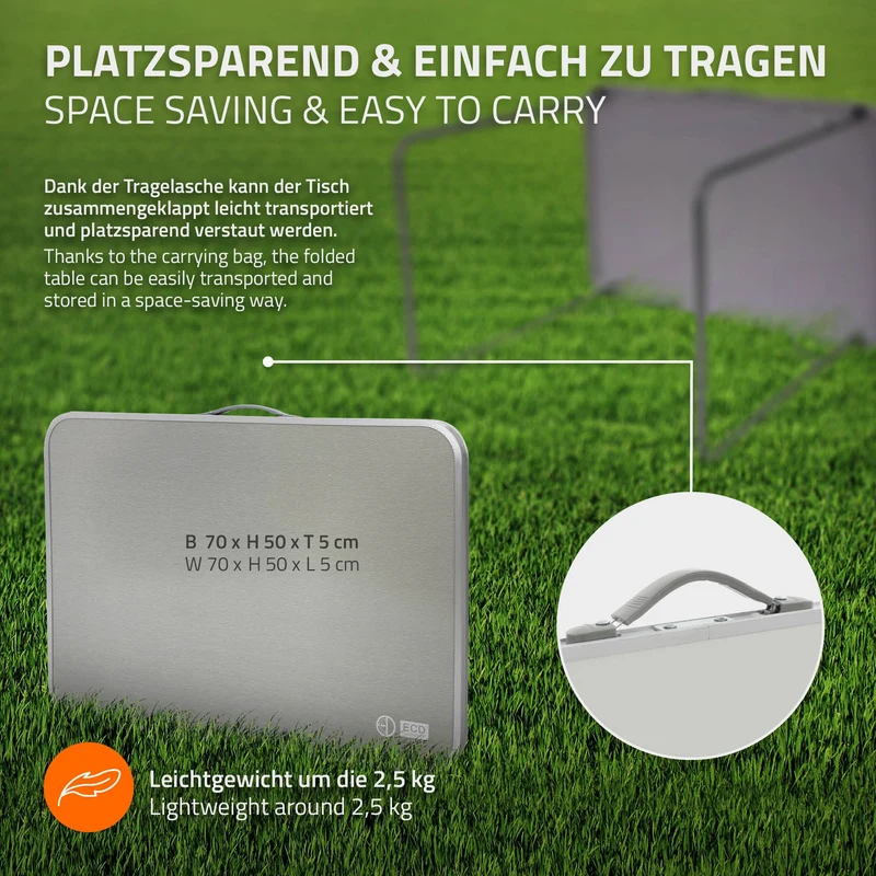 Campingtisch klappbar 70x50x60 cm Grau aus Aluminium