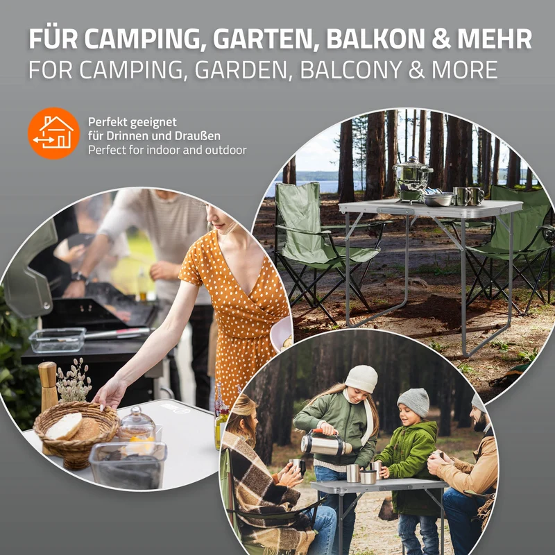 Campingtisch klappbar 70x50x60 cm Grau aus Aluminium