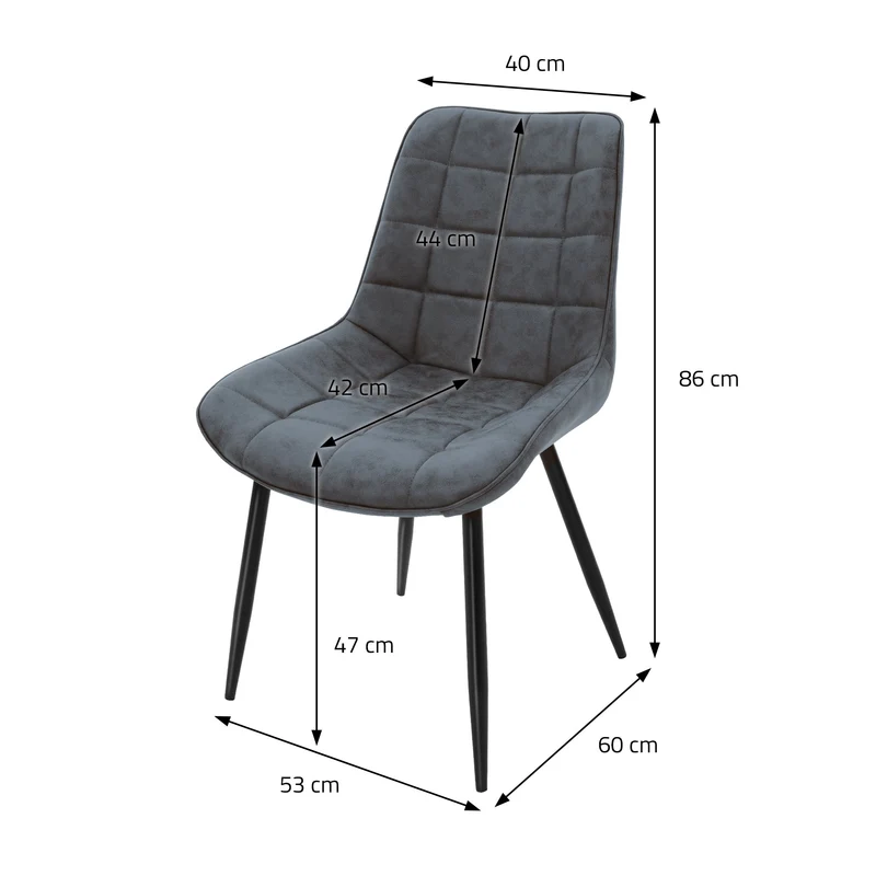 Esszimmerstuhl 2er Set Quadrat Steppung Anthrazit Kunstlederbezug mit Metallbeinen inkl. Montagematerial ML-Design