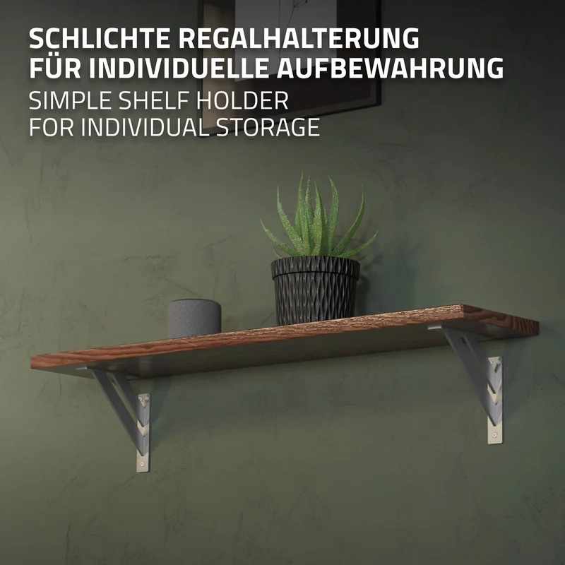 2er Set Wandkonsole Regalhalterung 2x 180 x 180 mm Silber aus Aluminium ML-Design