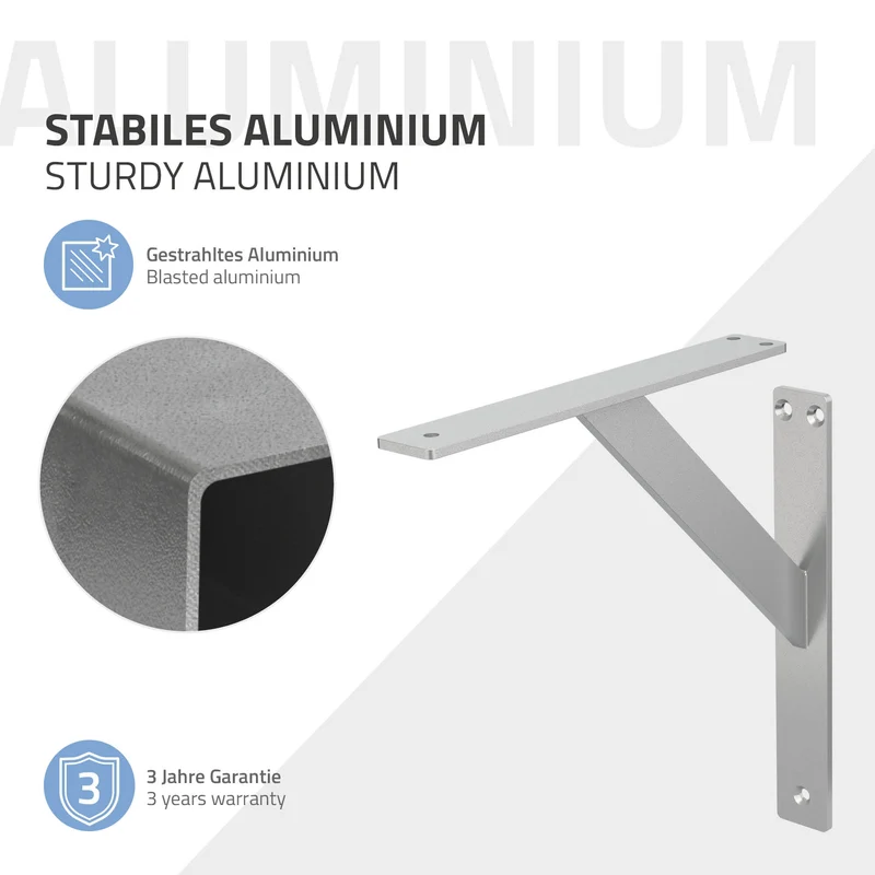 2er Set Wandkonsole Regalhalterung 2x 240 x 240 mm Silber aus Aluminium ML-Design