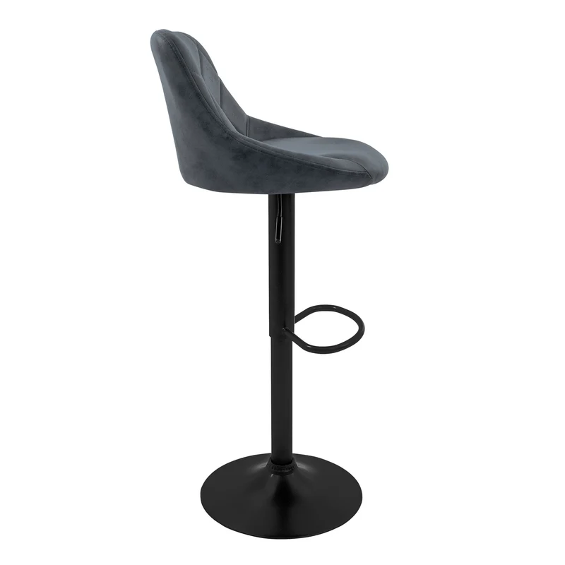 4er Set Barhocker Anthrazit Kunstlederbezug mit Rückenlehne und Fußstütze höhenverstellbar 62-82 cm ML-Design