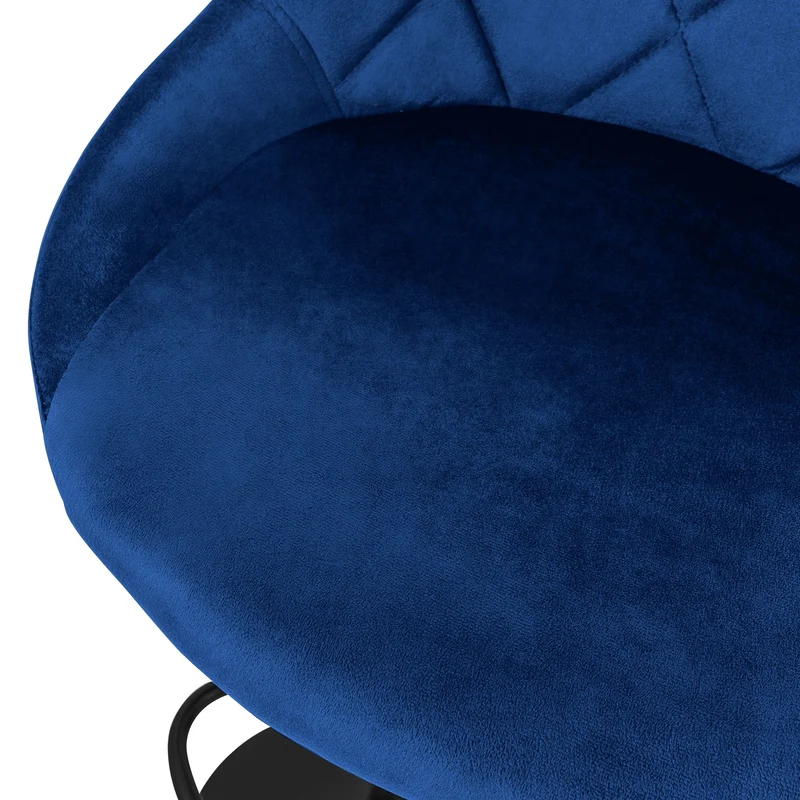 4er Set Barhocker Blau Samtbezug mit Rückenlehne und Fußstütze höhenverstellbar 62-82cm ML-Design
