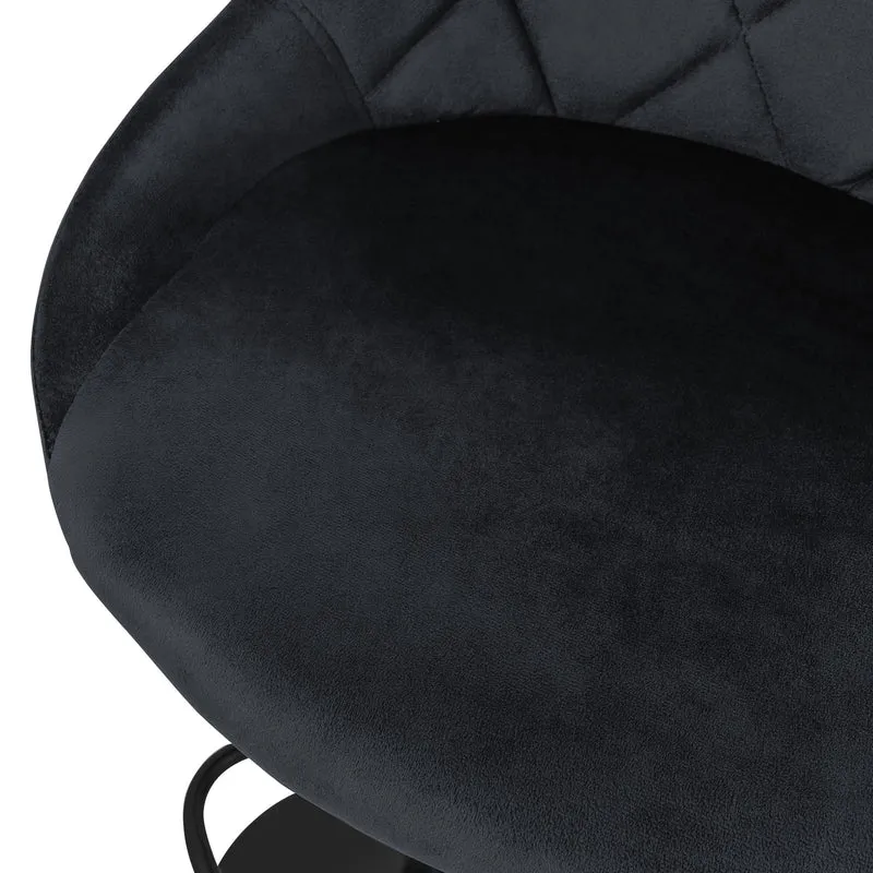 4er Set Barhocker Schwarz Samtbezug mit Rückenlehne und Fußstütze höhenverstellbar 62-82cm ML-Design