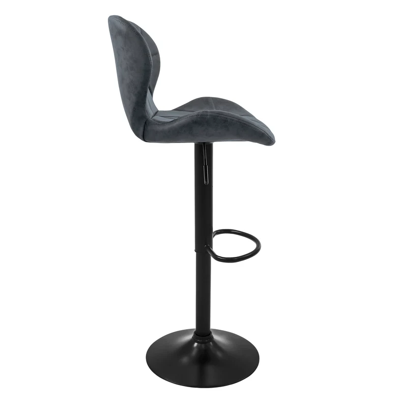 4er Set Barhocker Anthrazit Kunstlederbezug mit Rückenlehne und Fußstütze höhenverstellbar 59-79cm ML-Design