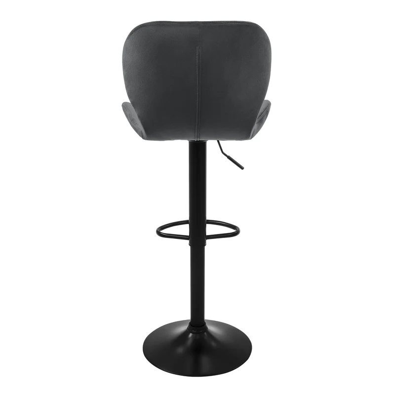 4er Set Barhocker Grau Samtbezug mit Rückenlehne und Fußstütze höhenverstellbar 59-79cm ML-Design