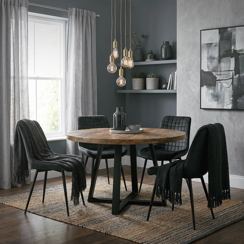 B-Ware Esszimmerstuhl 2er Set Schwarz mit Samtbezug und Stahlbeinen Küchenstuhl mit Rückenlehne ML-Design