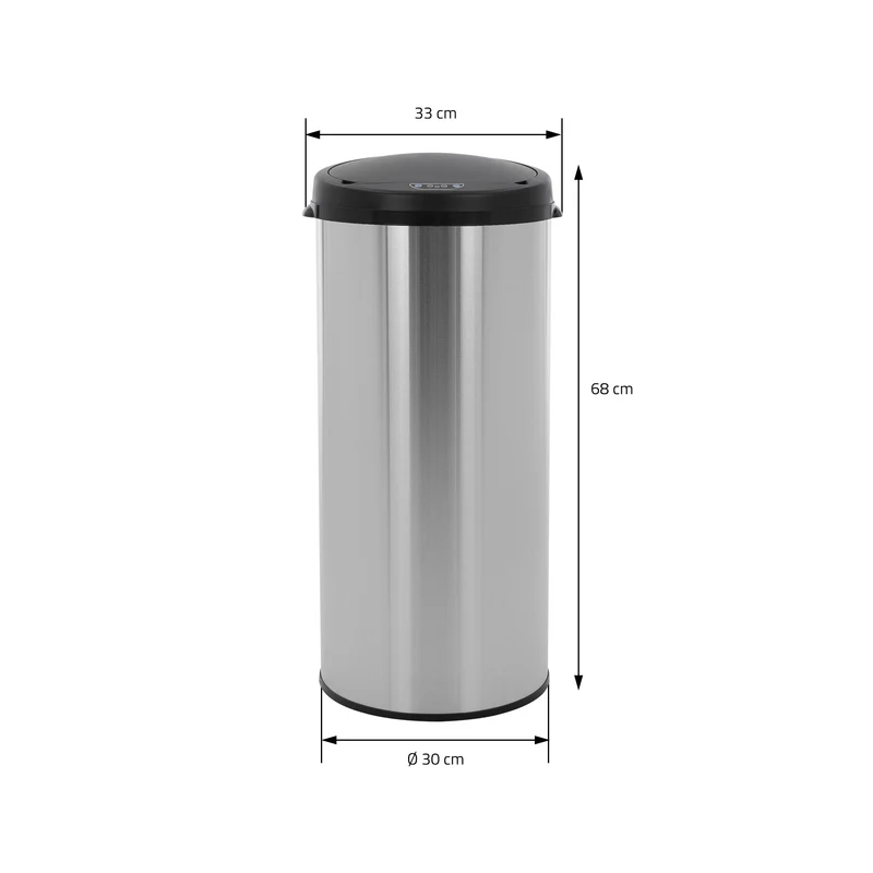 Mülleimer mit Sensor 30L Silber aus Edelstahl gebürstet ML-Design