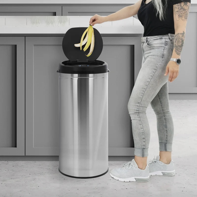 Mülleimer mit Sensor 30L Silber aus Edelstahl gebürstet ML-Design