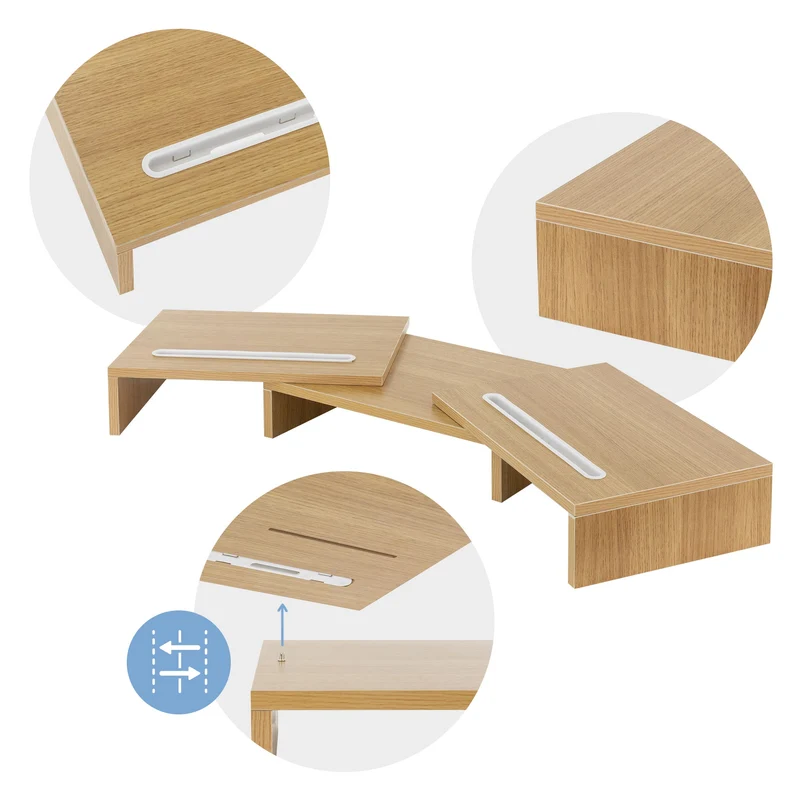 Doppelmonitorständer 110x27x10,5 cm Eichen-Optik aus Holz ML-Design