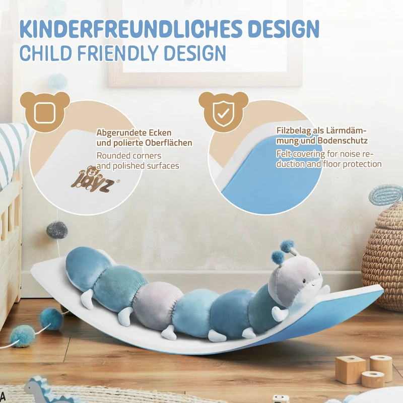 Balance Board für Kinder 83x30 cm Blau/Weiß aus Lindensperrholz bis 100kg Joyz