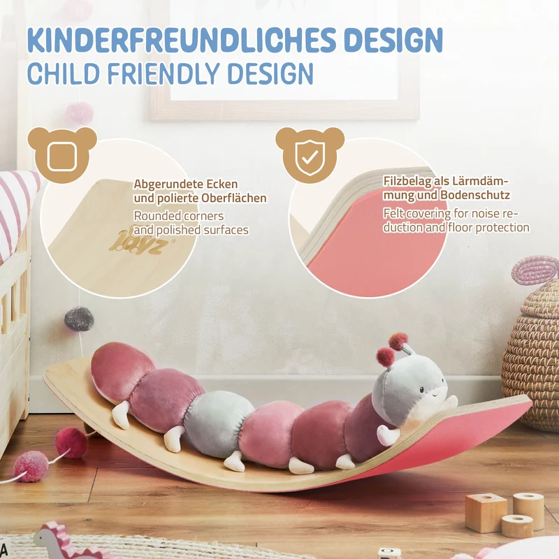 Balance Board für Kinder 83x30 cm Pink/Natur aus Holz bis 100kg Joyz