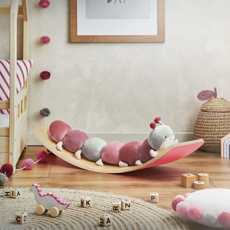 Balance Board für Kinder 83x30 cm Pink/Natur aus Holz bis 100kg Joyz