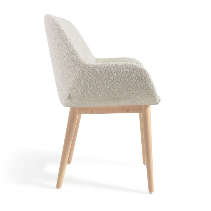 B-Ware Kave Home Esszimmerstuhl Sessel Stuhl Weiß Bouclé Eschenholz SIEHE TEXT/FOTO670