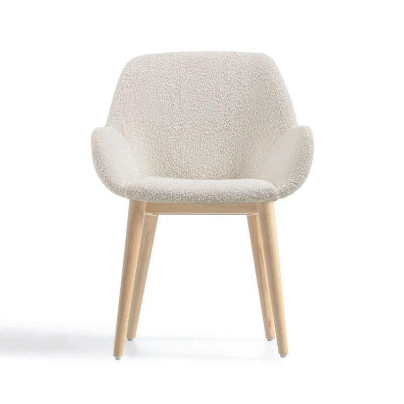 B-Ware Kave Home Esszimmerstuhl Sessel Stuhl Weiß Bouclé Eschenholz SIEHE TEXT/FOTO670
