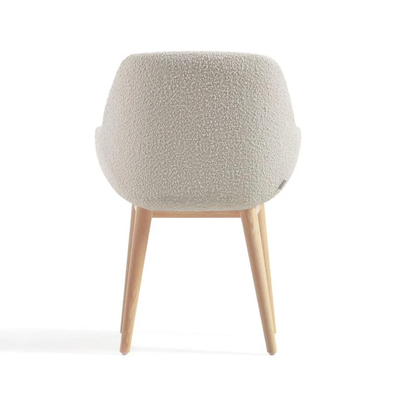 B-Ware Kave Home Esszimmerstuhl Sessel Stuhl Weiß Bouclé Eschenholz SIEHE TEXT/FOTO670